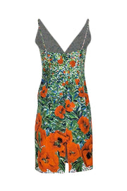 Current Boutique-Milly - Green, Orange, & White Floral Print Sleeveless Cocktail Dress Sz 6