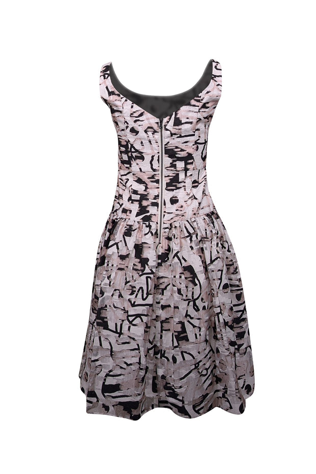 Current Boutique-Milly - Ivory, Black, & Blush Print Sleeveless Dress Sz 6