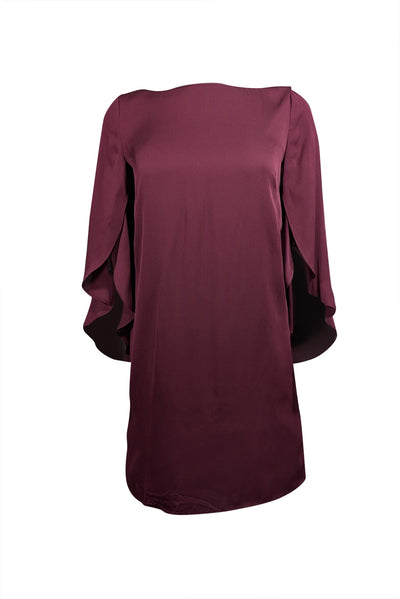 Current Boutique-Milly - Maroon Silk Tulip Sleeve Mini Dress Sz 4