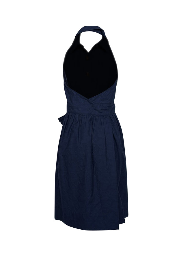 Current Boutique-Milly - Navy Cotton Jacquard Collared Sleeveless Dress Sz 10