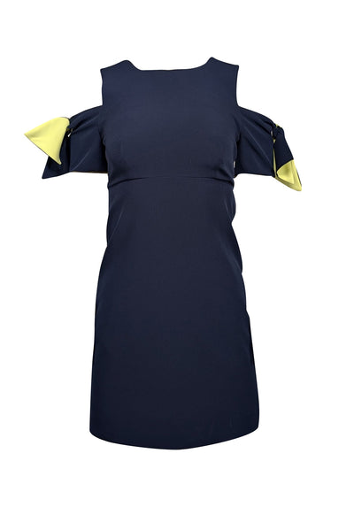 Current Boutique-Milly - Navy Sheath Cold Shoulder Dress Sz 0