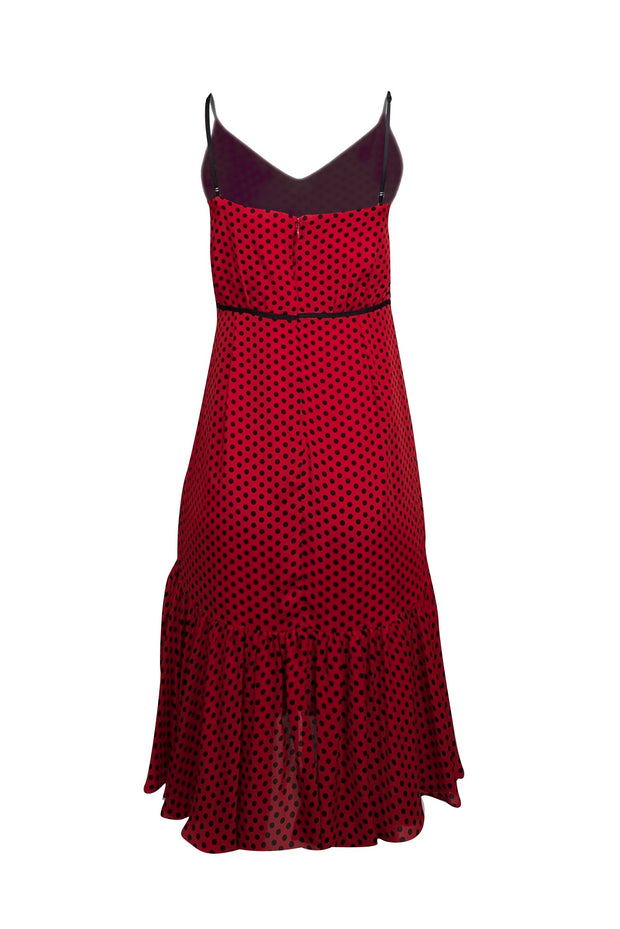 Current Boutique-Milly - Red & Black Polka Dot Silk Sleeveless Dress Sz 6