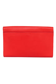 Current Boutique-Milly - Red Leather Clutch on Strap w/ Gold Grommets