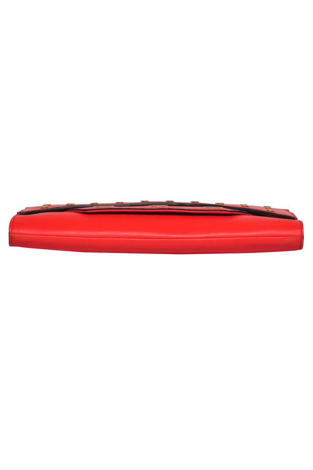 Current Boutique-Milly - Red Leather Clutch on Strap w/ Gold Grommets