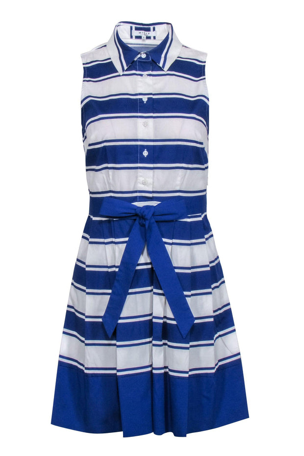 Current Boutique-Milly - Sapphire Blue & White Striped Dress w/ Belt Sz 4