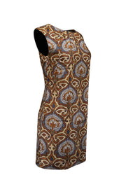 Current Boutique-Milly - Tan, Beige, Cream, & Navy Paisley Print Dress Sz 4