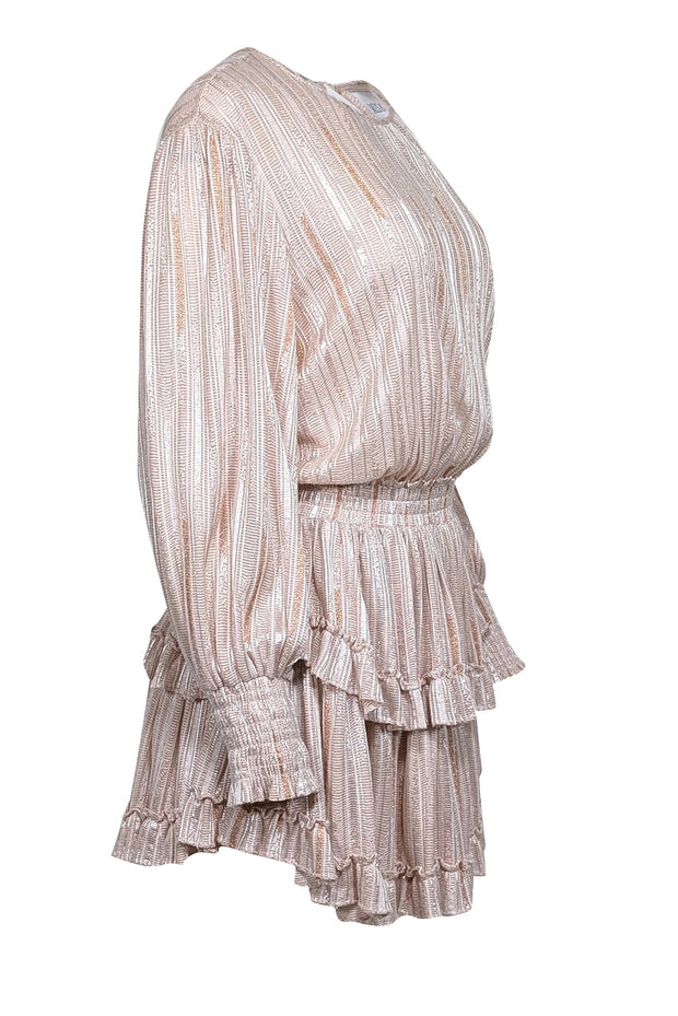 Current Boutique-Misa Los Angeles - Blush Pink Metallic Striped Mini Dress Sz S