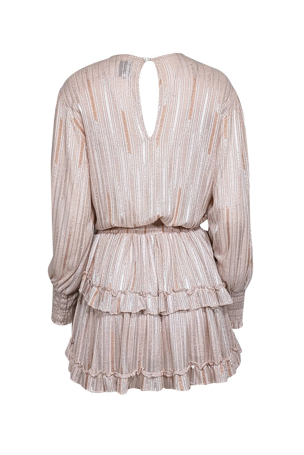 Current Boutique-Misa Los Angeles - Blush Pink Metallic Striped Mini Dress Sz S