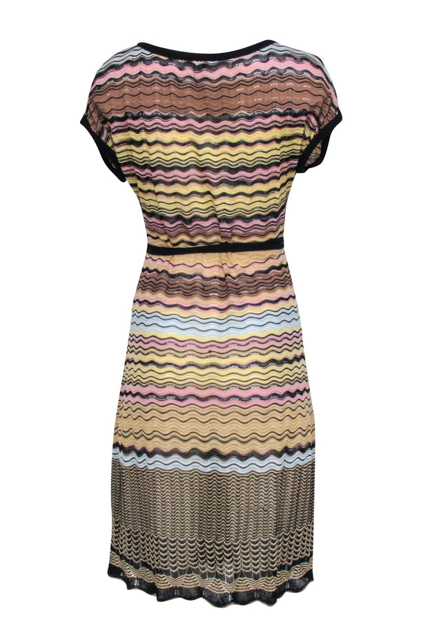 Current Boutique-Missoni - Beige, Brown, & Black Wavy Chevron Knit Dress Sz 8