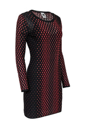 Current Boutique-Missoni - Black, Red, & Maroon Patterned Knit Dress Sz 4