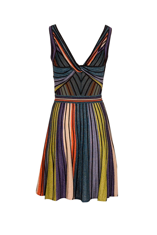 Current Boutique-Missoni - Blue, Green, Orange, Black, & White Metallic Knit Dress Sz 2