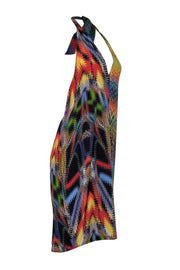 Current Boutique-Missoni - Green, Red, Black, Yellow & Blue Halter Silk Mini Dress Sz M