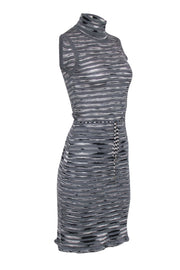 Current Boutique-Missoni - Grey Striped Knit Turtle Neck Dress Sz 2