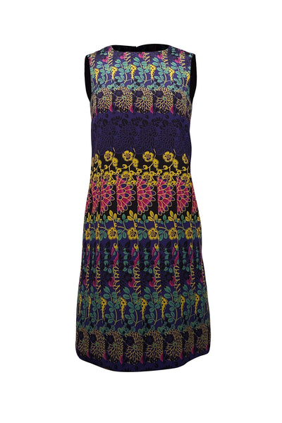 Current Boutique-Missoni - Indigo & Multicolor Floral Print Sleeveless Shift Dress Sz 2