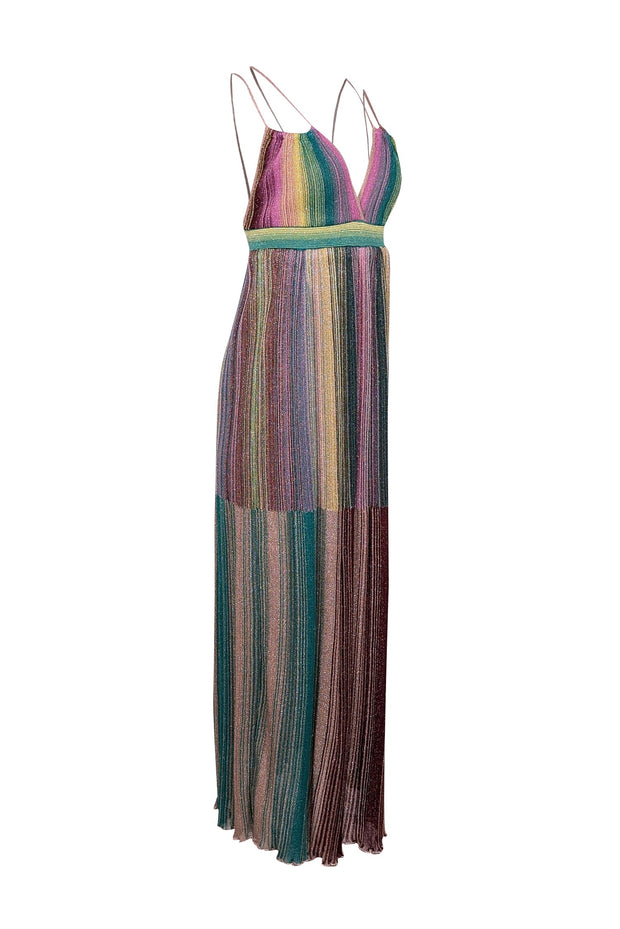 Current Boutique-Missoni - Metallic Green, Purple, & Multi Color Ribbed Knit Dress Sz 2