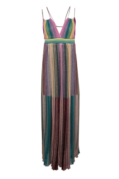 Current Boutique-Missoni - Metallic Green, Purple, & Multi Color Ribbed Knit Dress Sz 2