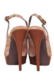 Current Boutique-Missoni - Orange & Pink Print Peep Toe Pump Sz 9