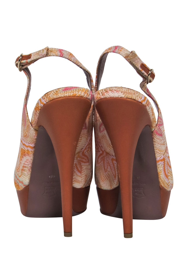 Current Boutique-Missoni - Orange & Pink Print Peep Toe Pump Sz 9