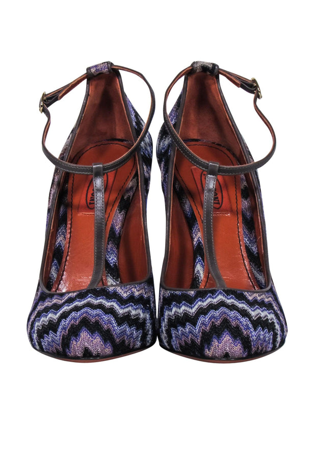 Current Boutique-Missoni - Purple & Black Knit Chevron Strappy Pump Sz 8