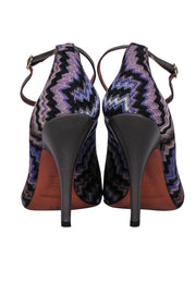 Current Boutique-Missoni - Purple & Black Knit Chevron Strappy Pump Sz 8