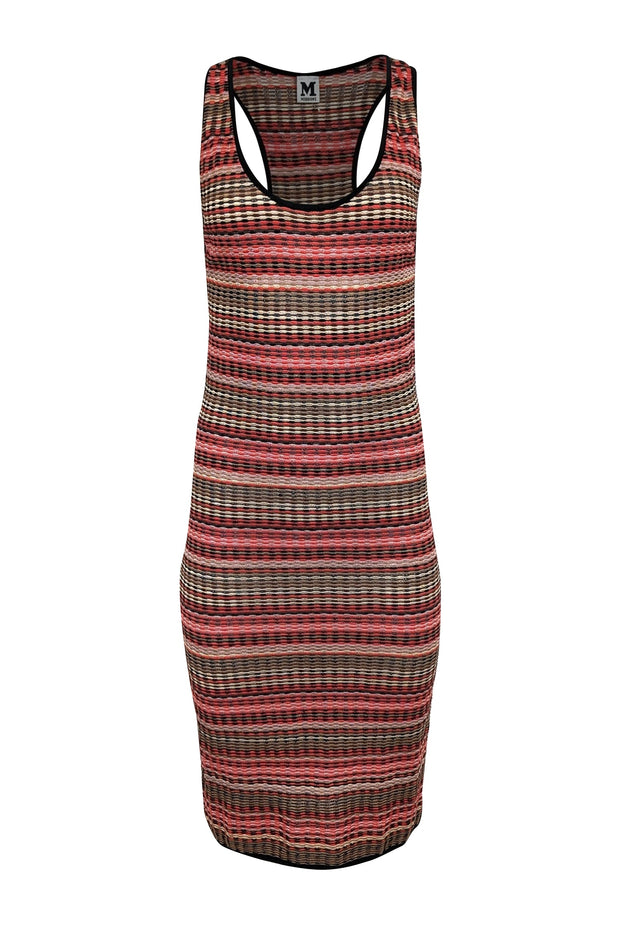 Current Boutique-Missoni - Red, Black, & Brown Striped Knit Dress Sz 8