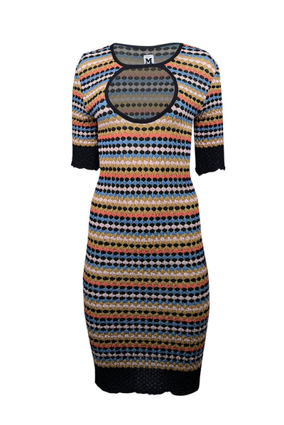 Current Boutique-Missoni - Tan, Green, Black, & Blue Knit Cutout Dress Sz 8