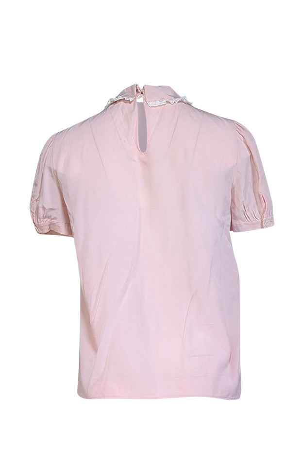 Current Boutique-Miu Miu - Blush Pink Lace Trim Pet Pan Collar Blouse Sz 4