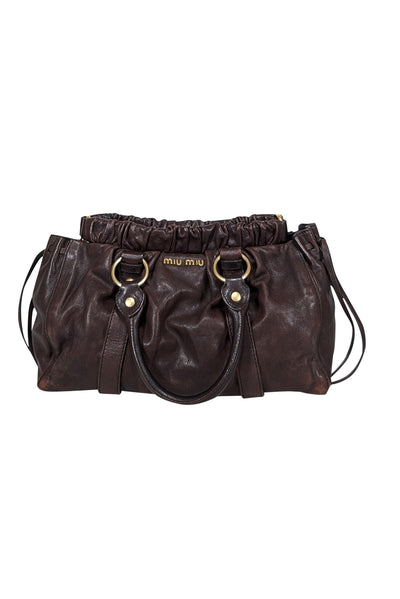 Current Boutique-Miu Miu - Brown Leather Gathered Handbag