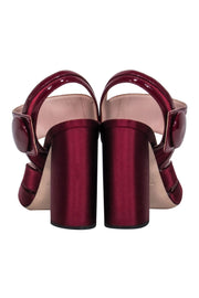 Current Boutique-Miu Miu - Maroon Satin Chunky Sandal Heels Sz 7.5