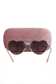 Current Boutique-Miu Miu - Pink Reflective Frameless Heart Shape Sunglasses