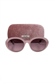 Current Boutique-Miu Miu - Pink & Tortoise Round Sunglasses