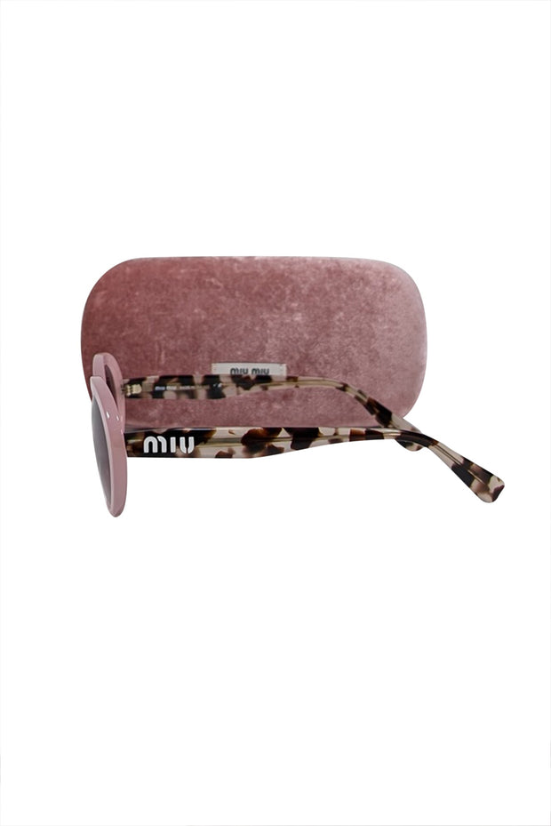 Current Boutique-Miu Miu - Pink & Tortoise Round Sunglasses