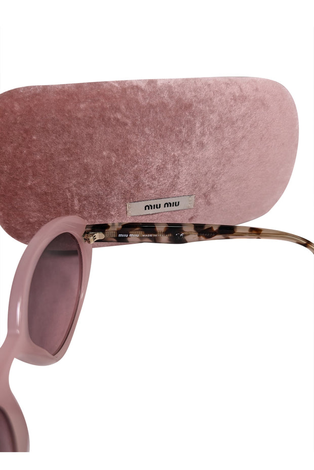 Current Boutique-Miu Miu - Pink & Tortoise Round Sunglasses