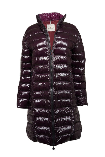 Current Boutique-Moncler - Dark Purple Shiny puffer Coat Sz L