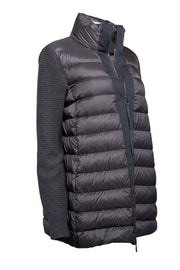 Current Boutique-Moncler - Grey Puffer Knit Sleeve Coat Sz M