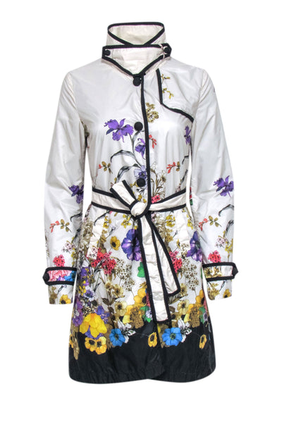 Current Boutique-Moncler - Ivory w/ Multi Color Floral Snap Button Front Jacket Sz S