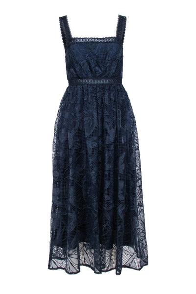 Current Boutique-Monique Lhuillier - Navy Lace Sleeveless Formal Dress Sz 4