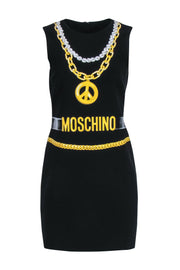 Current Boutique-Moschino - Black Chain Chain Print Sleeveless Dress Sz 8