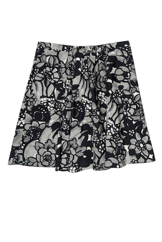 Current Boutique-Moschino Cheap & Chic - Black & Grey Print Flared Skirt Sz 12