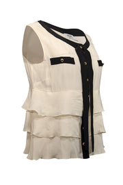 Current Boutique-Moschino Cheap & Chic - Ivory & Black Trim Sleeveless Top Sz M