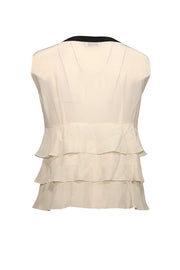 Current Boutique-Moschino Cheap & Chic - Ivory & Black Trim Sleeveless Top Sz M