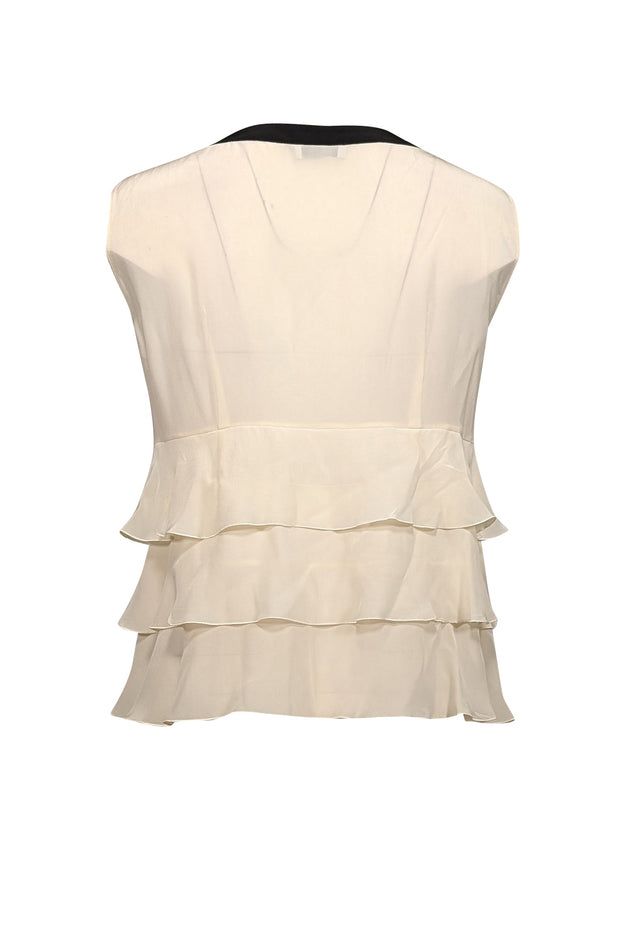 Current Boutique-Moschino Cheap & Chic - Ivory & Black Trim Sleeveless Top Sz M