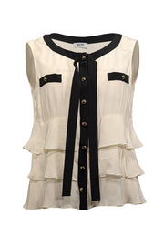 Current Boutique-Moschino Cheap & Chic - Ivory & Black Trim Sleeveless Top Sz M