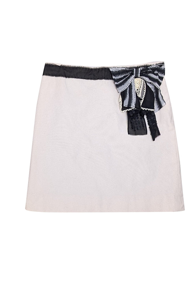 Current Boutique-Moschino Cheap & Chic - Ivory Cotton Blend Bow Waist Skirt Sz 8