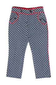 Current Boutique-Moschino Cheap & Chic - Navy & Grey Polka Dot Print Pants w/ Red Trim Sz 4