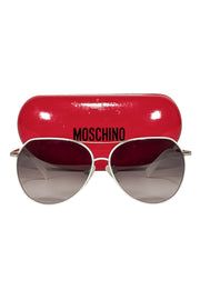 Current Boutique-Moschino - White Aviator Sunglasses