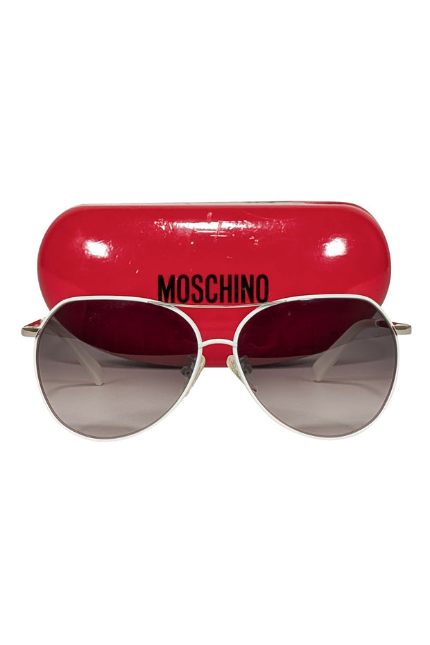 Current Boutique-Moschino - White Aviator Sunglasses