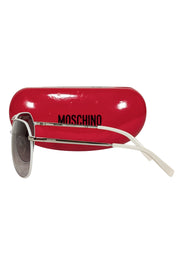 Current Boutique-Moschino - White Aviator Sunglasses