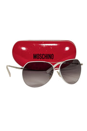 Current Boutique-Moschino - White Aviator Sunglasses