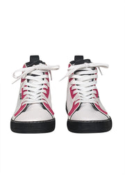 Current Boutique-Moschino - White, Pink, & Black High Top Sneakers Sz 11